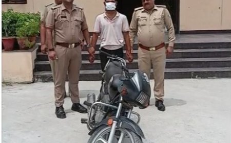 थाना सेक्टर-126 पुलिस द्वारा दो पहिया वाहन चोरी करने वाला एक अभियुक्त गिरफ्तार, कब्जे से चोरी की मोटरसाइकिल बरामद।